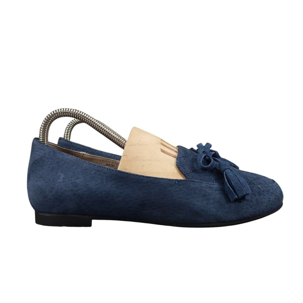 Propet Shoes Women 7.5 Slip On Flats Loafer Slipper Leather Blue Classic Comfort